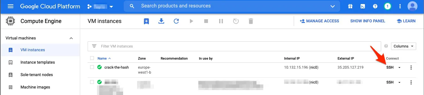 GCP Connect Via SSH