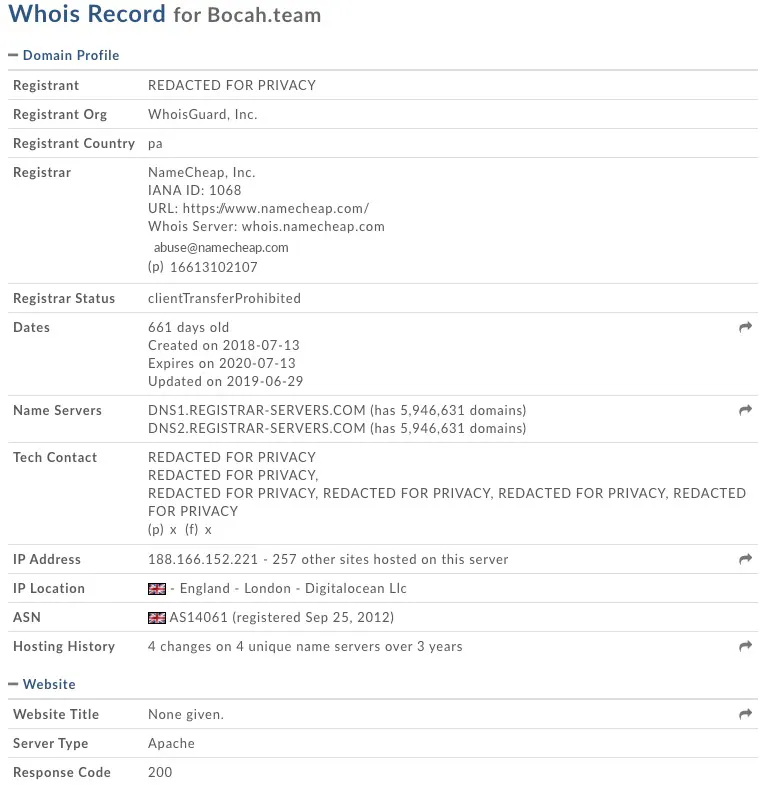 DomainTools Whois Report